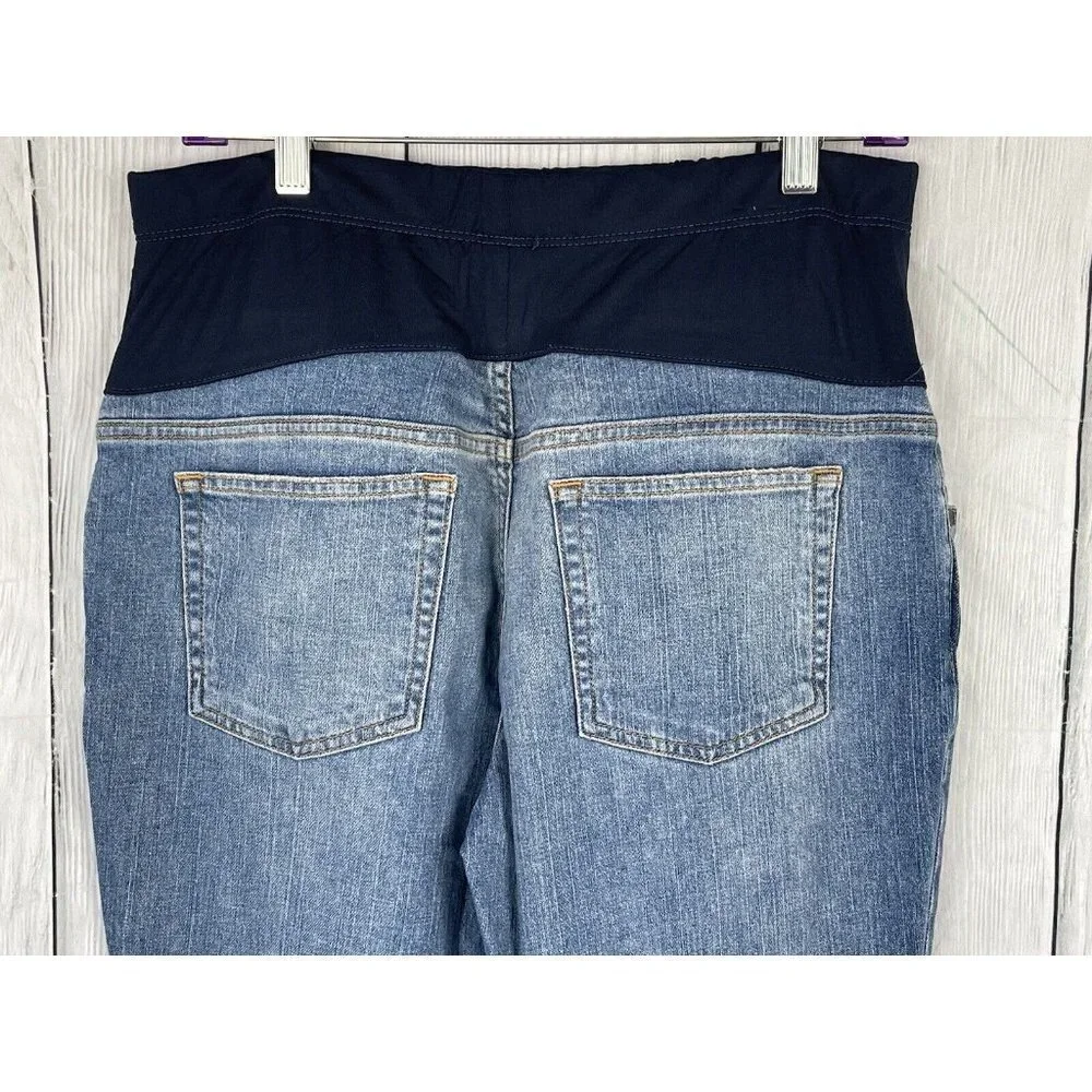 Liz Lange Maternity Blue Jeans Size 8 Stretch Boot Cut Elastic Tummy Panel